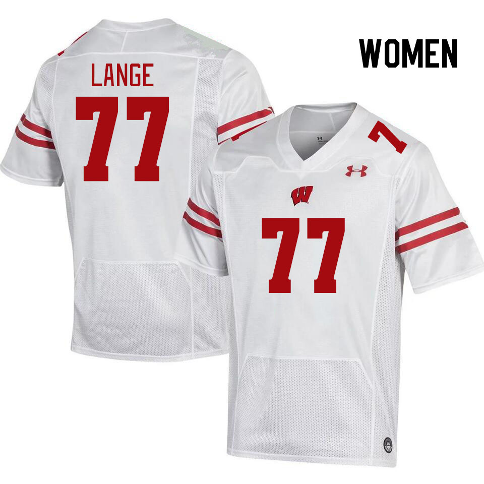 Women #77 Peyton Lange Wisconsin Badgers College Football Jerseys Stitched Sale-White